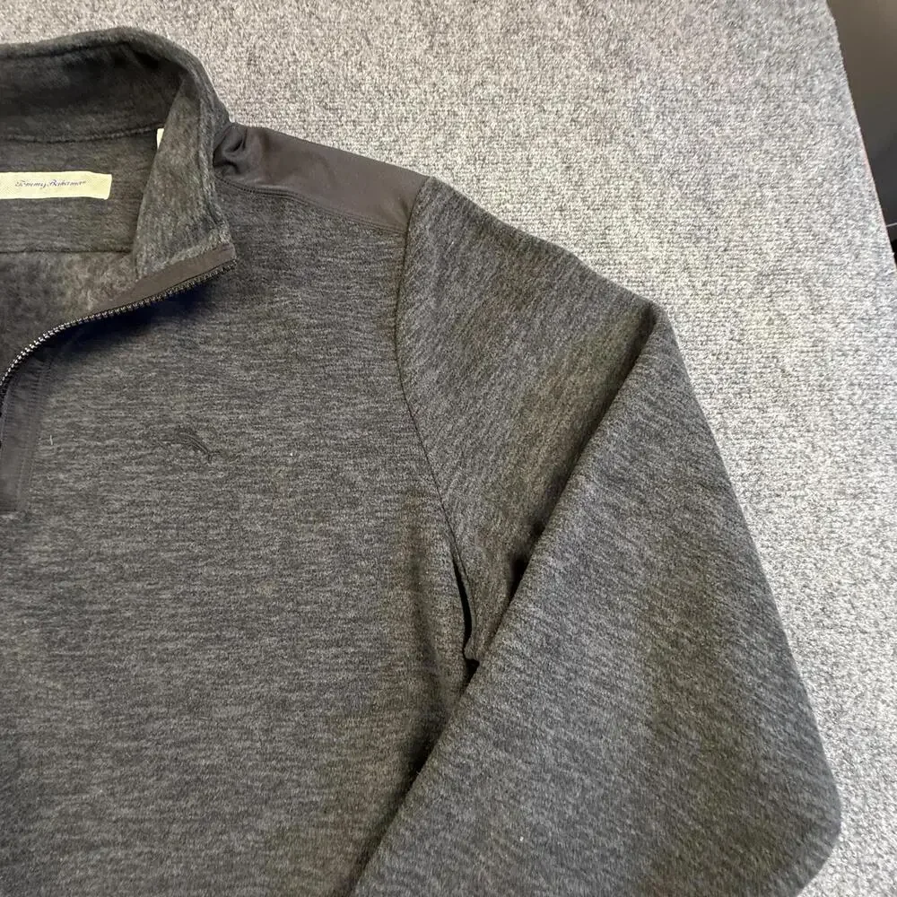 Tommy Bahama Men's Gray Quarter-Zip Pullover Fleece‎ Sweater XXL #1830